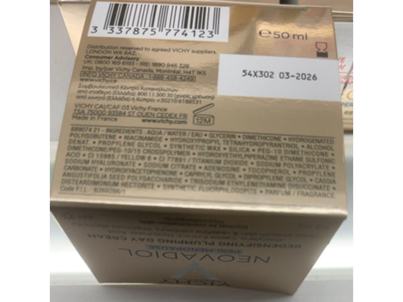 Vichy Neovadiol Peri-Menopause Redensifying Plumping Day Cream, 1.69 fl oz/50 mL