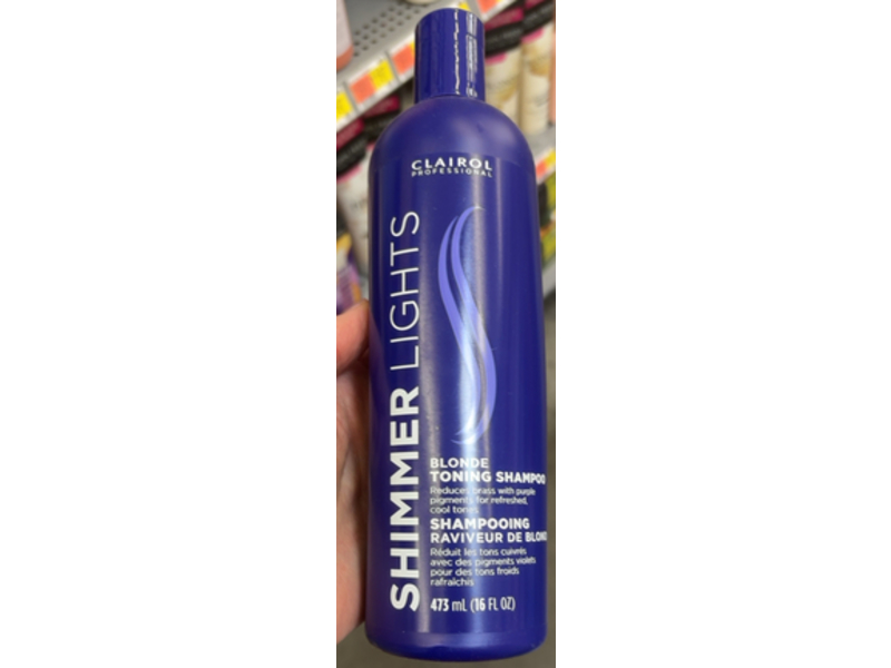 Clairol Professional Shimmer Lights Blonde Toning Shampoo, 16 fl oz/473 mL