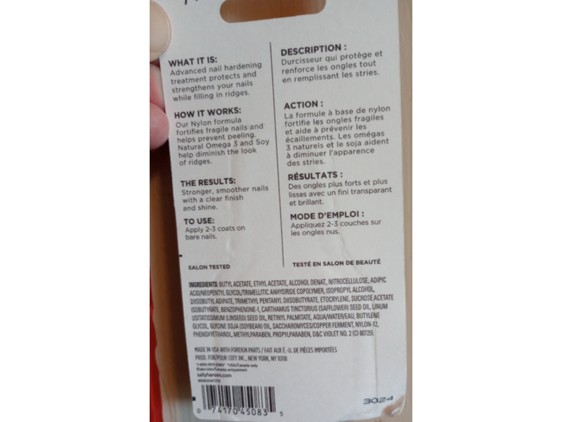 Sally Hansen Advanced Hard As Nails Strengthener, 10.45 fl oz/13.3 mL