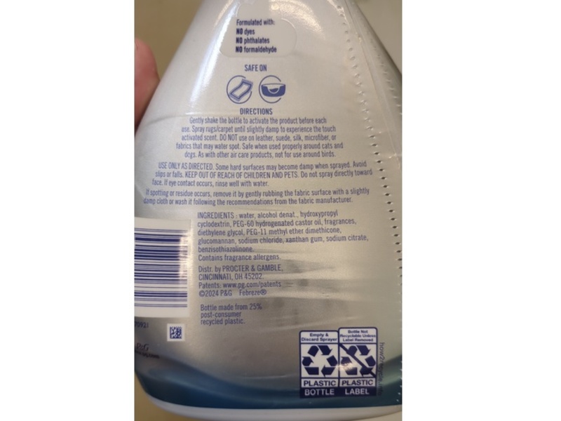 Febreze Carpet Long Lasting Scent Booster Fabric Refresher, Crisp Cotton, 27 fl oz/800 mL