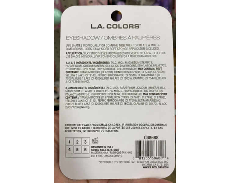 L.A. Colors 6 Color Eyeshadow, C68688 Almost Nude, 0.14 oz/4 g