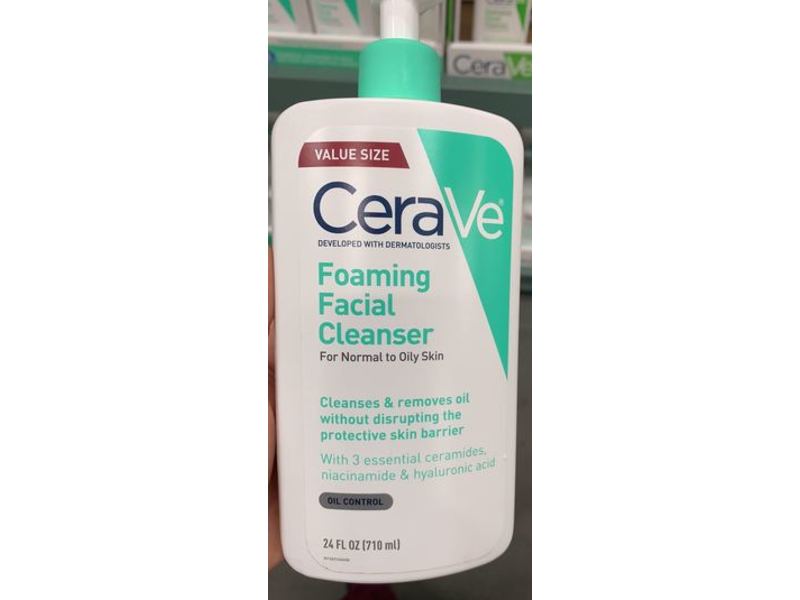 CeraVe Foaming Facial Cleanser, Normal to Oily Skin, 24 fl oz (710 mL)