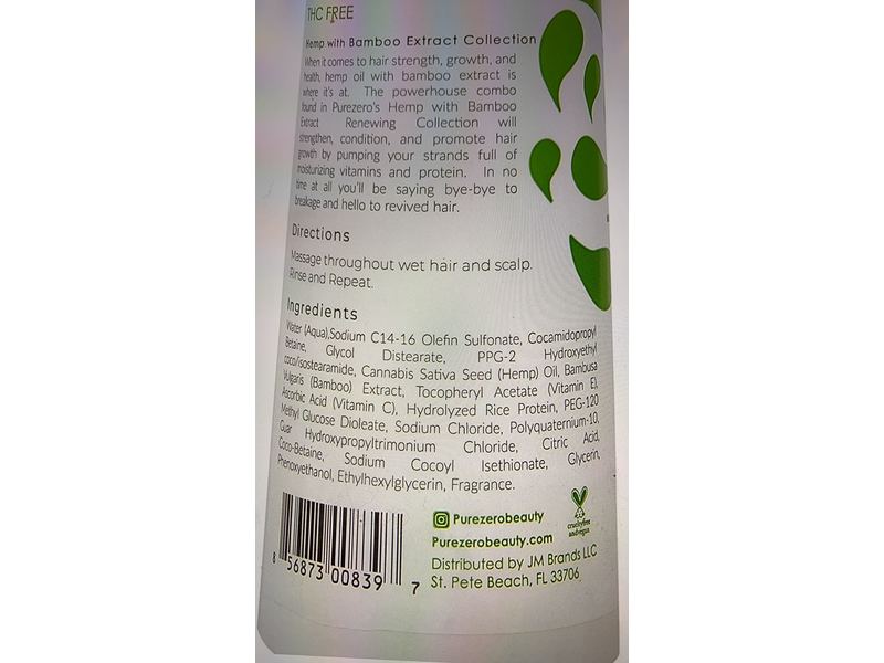 Purezero Renewing Shampoo Hemp & Bamboo Extract, 12 fl oz