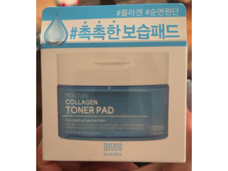 Tenzero Moisture Collagen Toner Pad, 5.64 oz/160g, 70 Pads