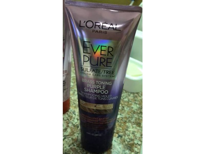 L'Oreal Paris Ever Pure Brass Toning Purple Shampoo, Sulfate Free, 6.8 fl oz / 200 mL