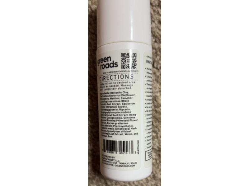 Green Roads Maximum Strength Advanced Pain Relief Roll-On, 3 fl oz/30 mL