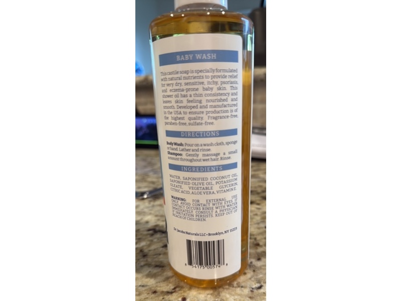 Dr. Jacobs Pure Castile Baby Wash & Shampoo, 16 fl oz/473 mL