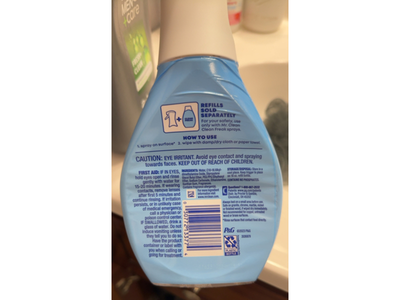 Mr. Clean Freak Bathroom Foaming Surface Cleaner, Grapefruit, 16 fl oz/473 mL