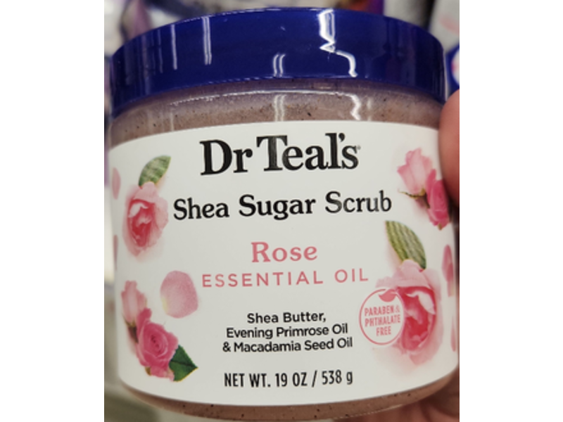 Dr. Teal's Shea Sugar Scrub Rose Essential Oil, 19 oz/538 g