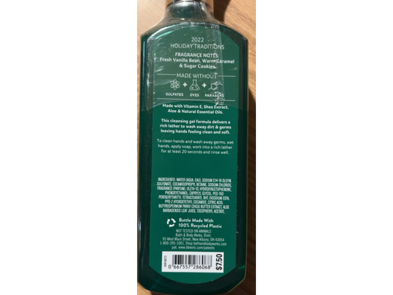 Bath & Body Works Vanilla Bean Noel Cleansing Gel Hand Soap, 8 fl oz/236 mL