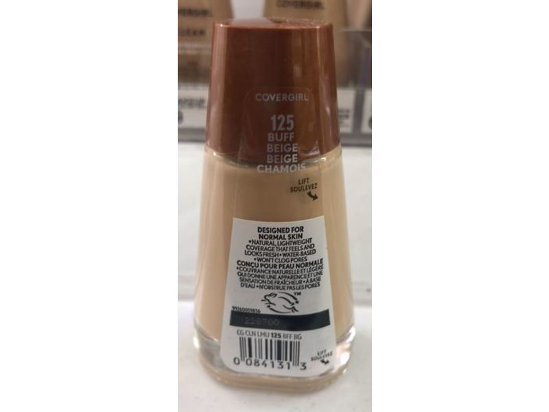 Covergirl Clean Liquid Foundation, 125 Buff Beige, 1 fl oz/30 mL
