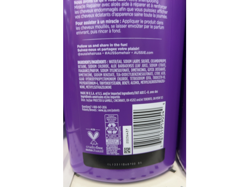 Aussie Miracle Repairer Shampoo, Aloe, 30.4 fl oz/900 mL