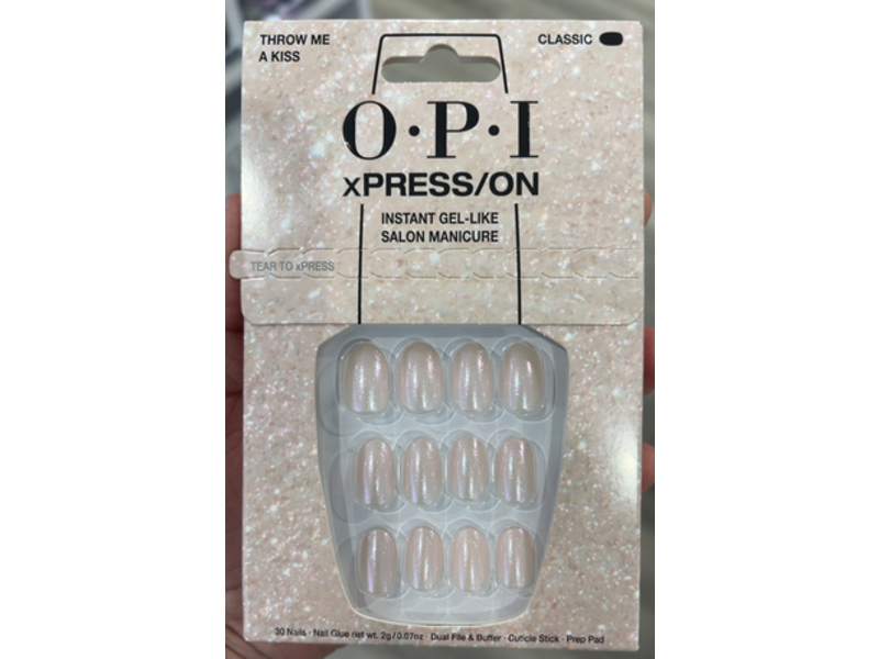 O.P.I xPress / On Instant Gel - Like Salon Manicure, Nail Glue & Prep Pad Set, Throw Me A Kiss, 0.07 oz/2 g, 30 Count