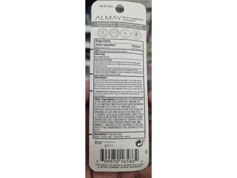 Almay Clear Complexion Concealer, 600 Dark, 0.3 fl oz/9 mL