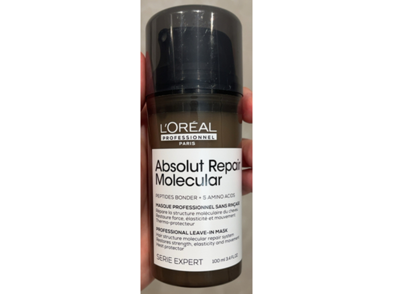 L'oreal Professionnel Paris Absolut Repair Molecular Leave - In Mask, Peptides Bonder + 5 Amino Acids, 3.4 fl oz/100 mL