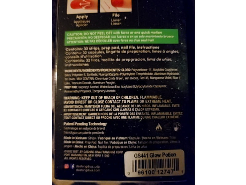 Dashing Diva Gloss Ultra Shine Nail Strips Gel Palette, Glow In The Dark, 32 Count