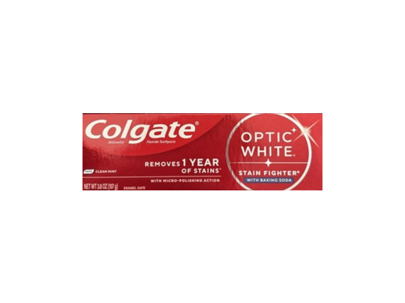 Colgate Optic White Fluoride Toothpaste, Clean Mint, 3.8 oz/107 g