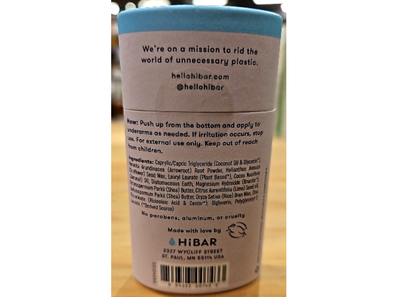 HiBAR Natural Deodorant, 2.26 oz/64 g