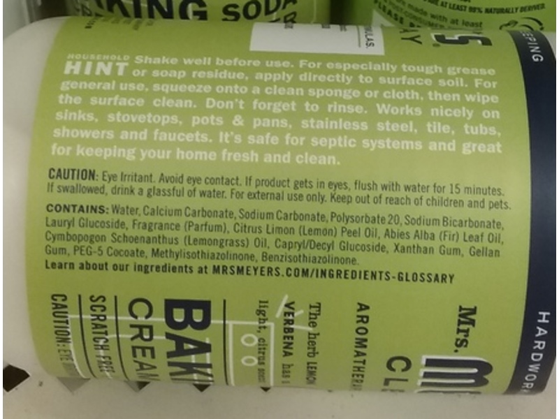 Mrs. Meyer's Clean Day Baking Soda Cream Cleaner, Lemon-Verbena, 12 fl oz/355 mL