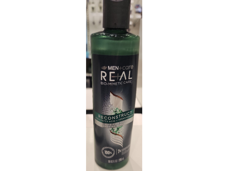 Dove Men + Care Real Sulfate Free Shampoo, Reconstruct, Coco Fatty Acid + Vegan Keratin, 10 fl oz/295 mL, Pack Of 2