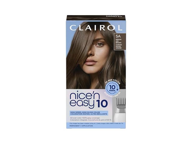 Clairol Nice'n Easy 10 Permanent Hair Dye, 5A Medium Ash Brown, Pack Of 1