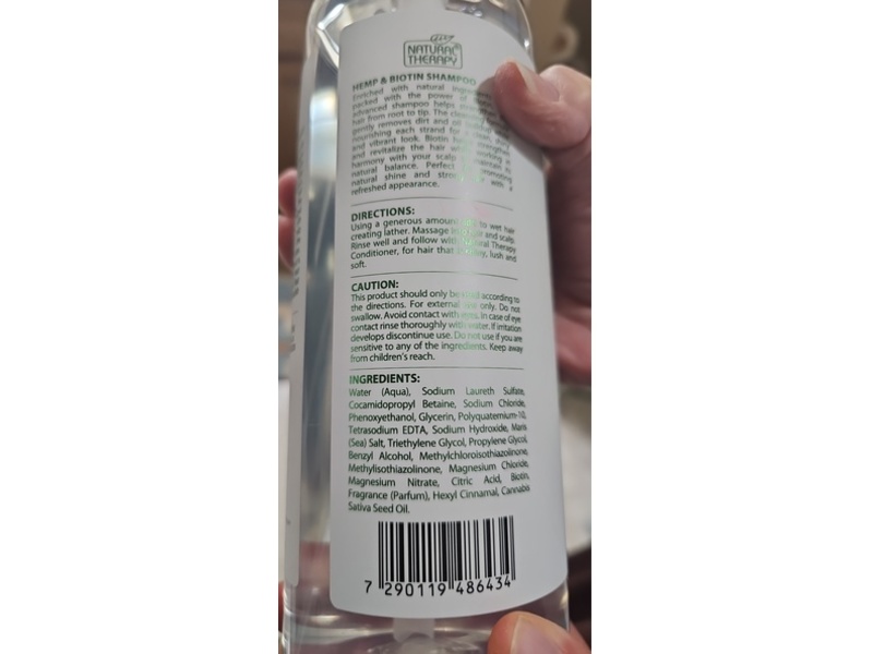 Natural Therapy Revitalizing And Nourishing Shampoo, Hemp Biotin, 33.8 fl oz/1000 mL