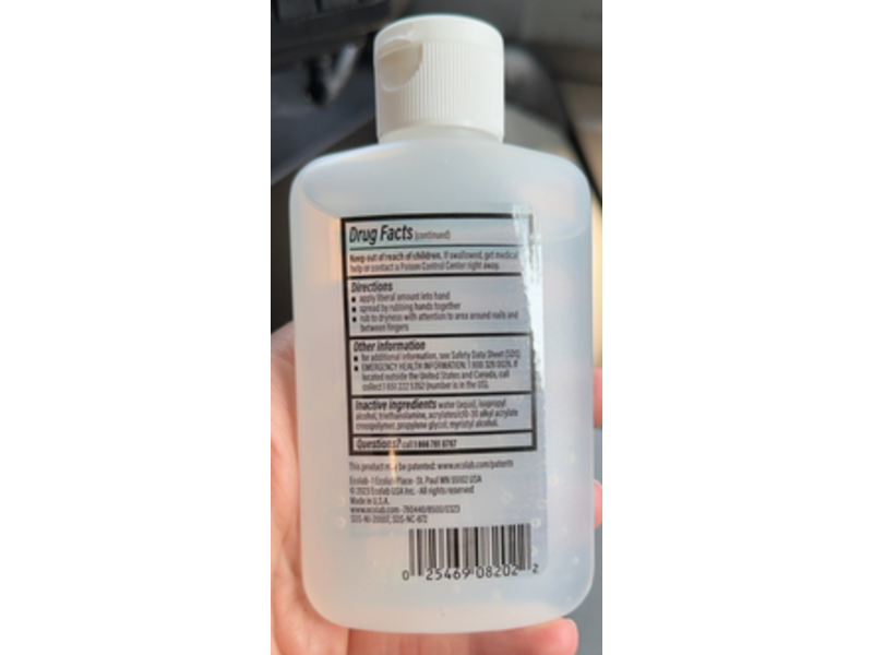 Ecolab Clear Gel Hand Sanitizer, 4 fl oz/118 mL