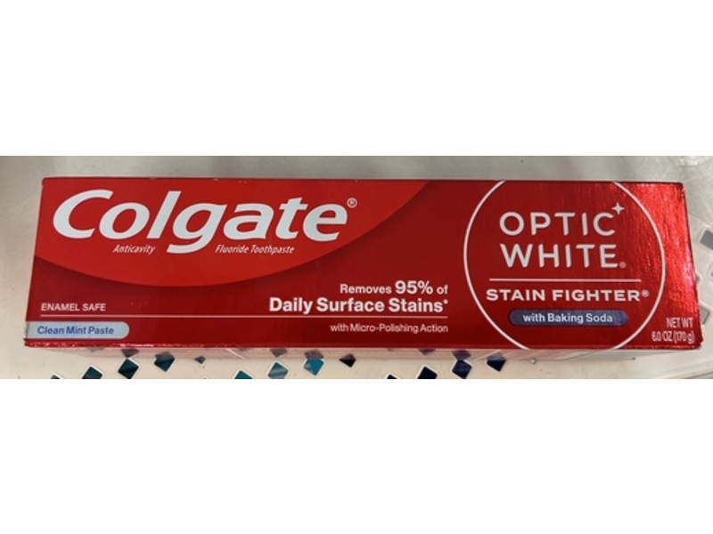 Colgate Optic White Stain Fighter Fluoride Toothpaste, Clean Mint, 6 oz/170 g