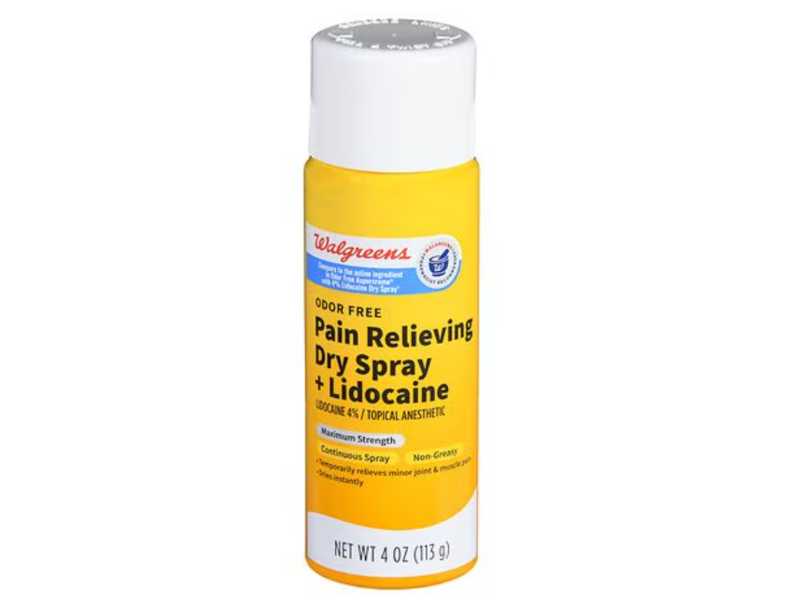 Walgreens Pain Relieving Dry Spray, Lodocaine 4%, 4 oz/113 g