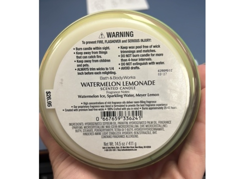 Bath & Body Works Scented Candle, Watermelon Lemonade, 14.5 oz/411 g