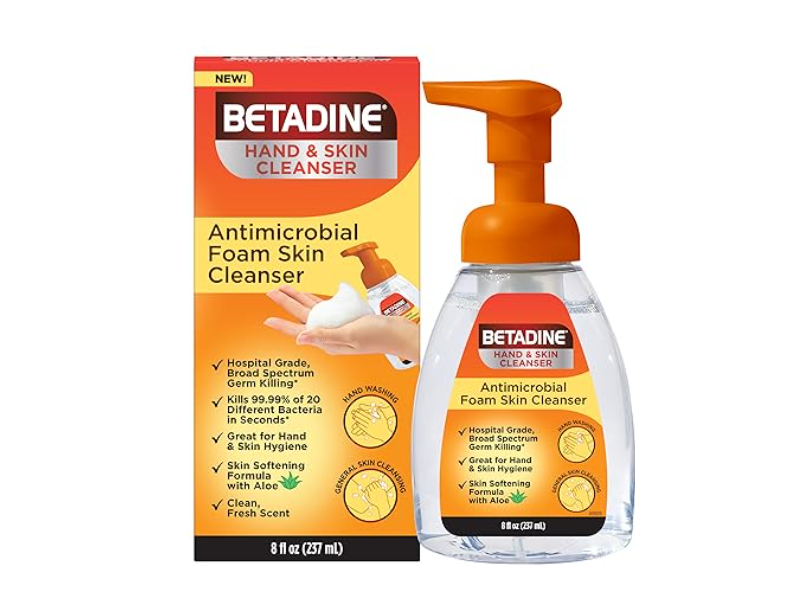 Betadine Antimicrobial Foam Skin Cleanser, Aloe, 8 fl oz/237 mL