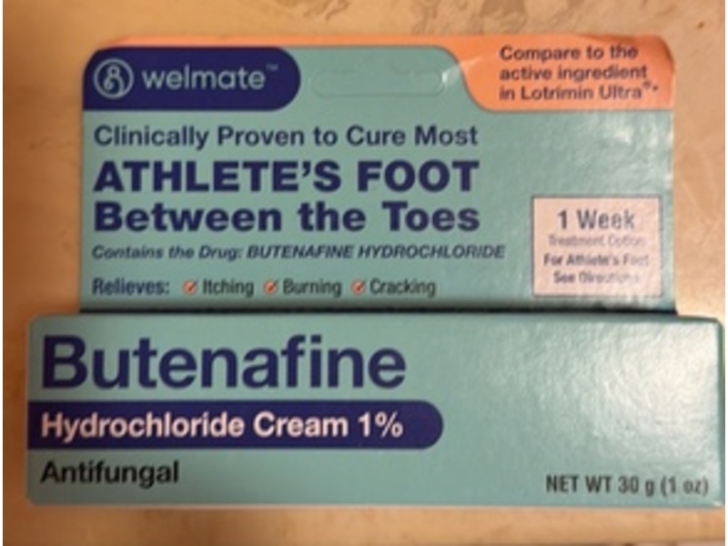 Welmate Athlete's Foot Butenafine Hydrochloride Cream 1%, 1 oz/30 g