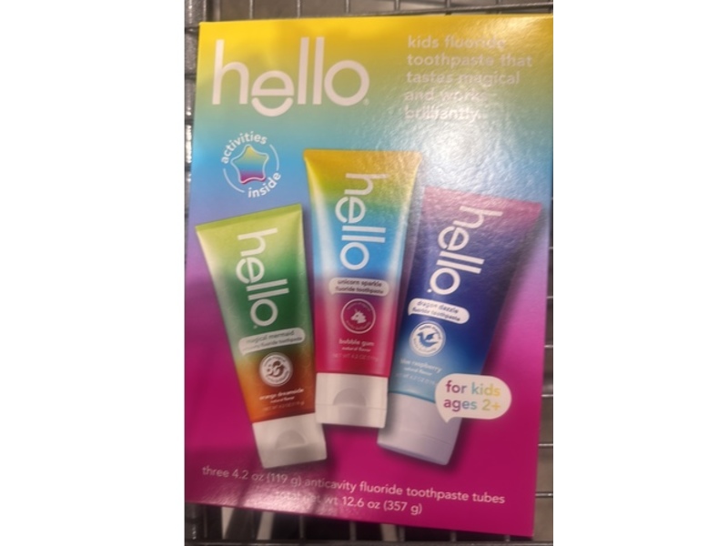 Hello Kids Fluoride Toothpaste Set, Magical Mermaid + Unicorn Sparkle & Dragon Dazzle, 12.06 oz/357 g