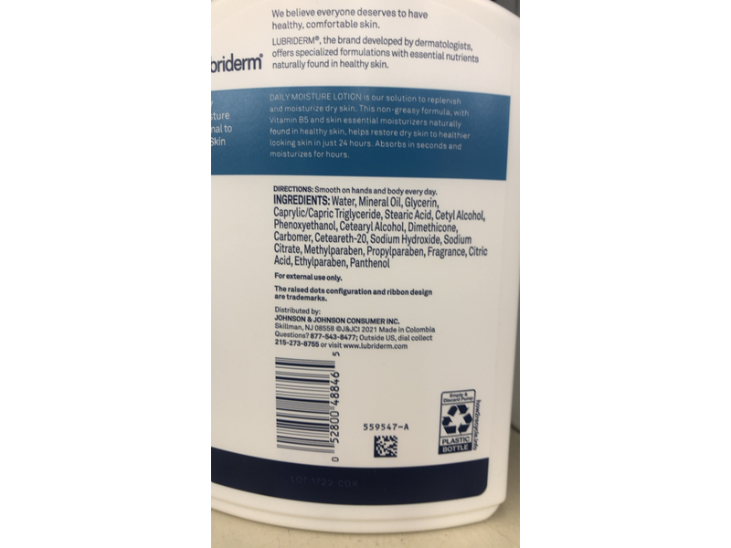 Lubriderm Daily Moisture Lotion, Normal To Dry Skin, 16 fl oz/473mL