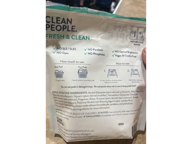 Clean People. Laundry Detergent Pods, Fresh & Clean, 42 Loads
