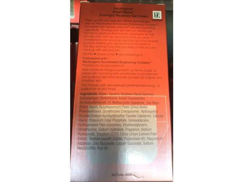 Neutrogena Bright Boost Overnight Recovery Gel Cream, 1.7 oz/50 mL