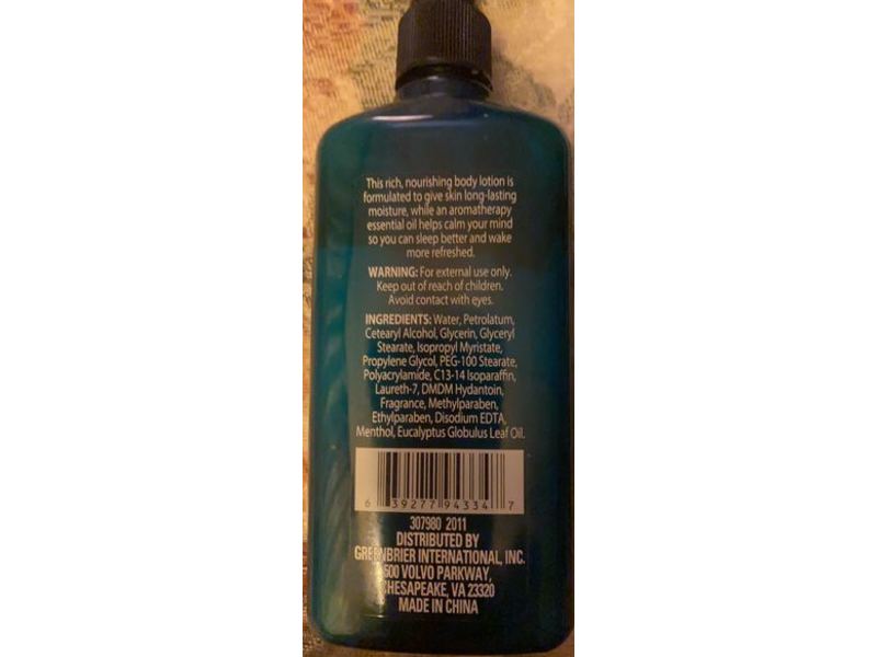 April Bath & Shower Aromatherapy Relax Body Lotion, Refreshing Mint Eucalyptus, 10 fl oz/296 mL