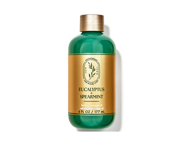 Bath & Body Works Aromatherapy Body + Massage Oil, Eucalyptus + Spearmint, 6 fl oz/177 mL