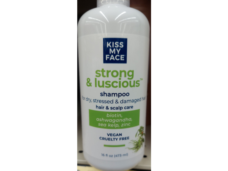 Kiss My Face Strong & Luscious Shampoo, Biotin, Ashwagandha, Sea Kelp, Zinc, 16 fl oz/473 mL