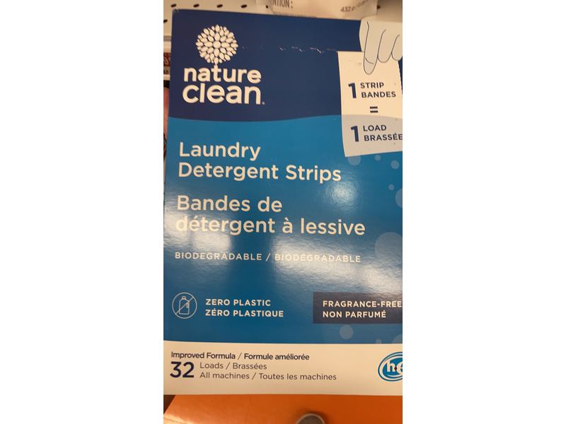 Nature Clean Laundry Detergent Strips, 32 Loads, 2.3 oz/67 g