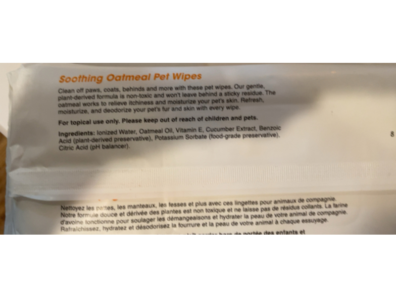 Best Pet Supplies Soothing Oatmeal Pet Wipes, 100 Count