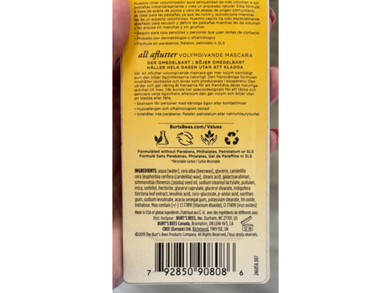 Burt’s Bees All Aflutter Volumizing Mascara, Navy, 0.32 oz/9.07 g