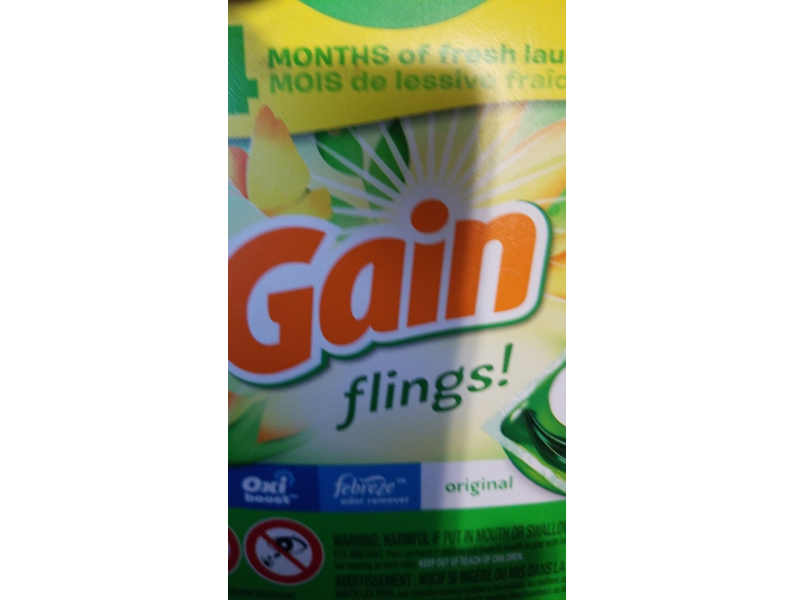 Gain Flings Laundry Detergent, Original, Pacs, 60 Count