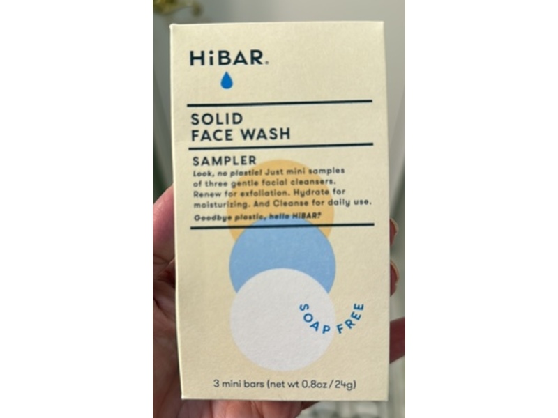 HiBAR Solid Face Wash Soap, 0.8 oz/24 g, 3 Count
