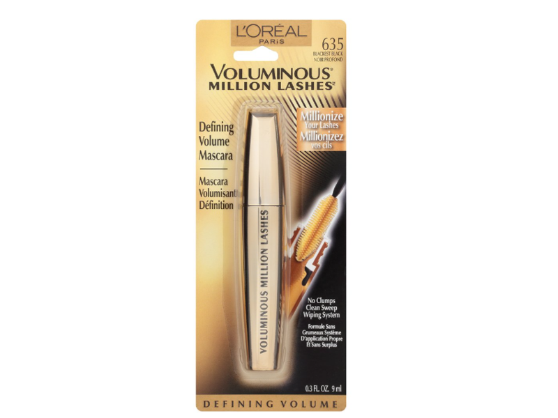 L'Oreal Paris Voluminous Million Lashes Mascara, 630 Blackest Black, 0.32 fl oz/9.5 ml