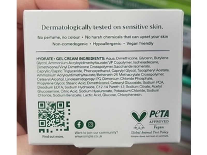 Simple Hydrate+ Gel Cream, 50 mL