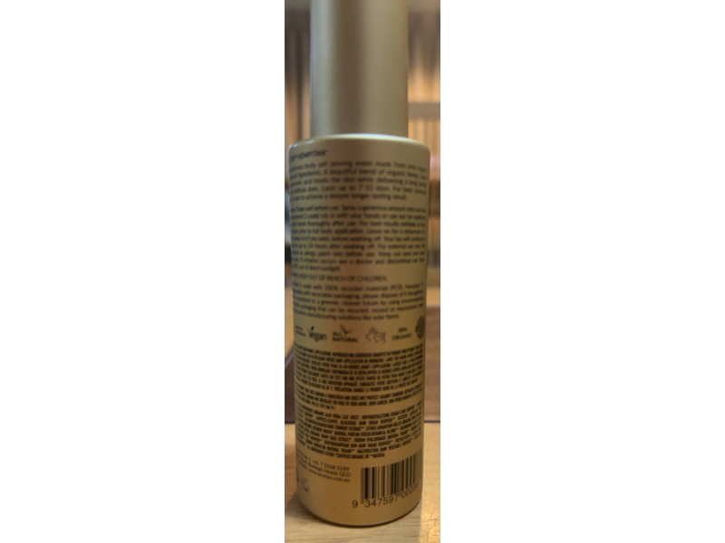 Eco Tan Body Tanning Water, Hempitan, Medium/Dark, 4.73 fl oz/140 mL