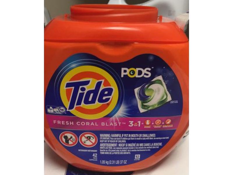 Tide Pods Laundry Detergent, Fresh Coral Blast, 37 oz/1.05 kg, 42 Pacs
