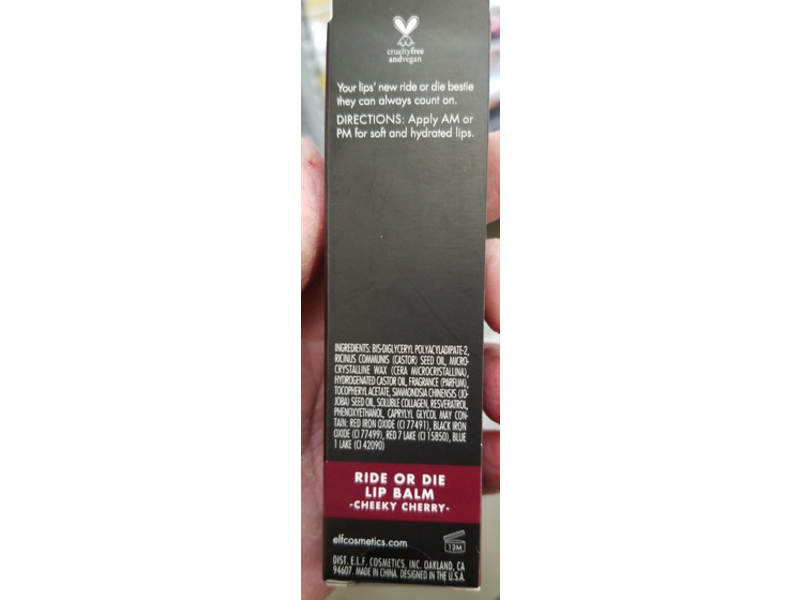 E.L.F Ride Or Die Lip Balm, Cheeky Cherry, 0.42 oz/12 g