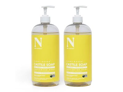 Dr. Natural Castile Liquid Baby Soap, Unscented, 32 fl oz/946 mL, Pack Of 2